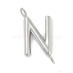 304 Stainless Steel Letter Connector Charms, Stainless Steel Color, Letter N, 12x5.5x2mm, Hole: 1.2mm(STAS-M108-01P-14)