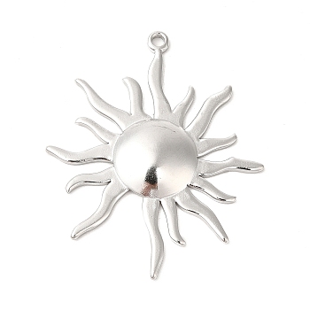304 Stainless Steel Pendants, Sun Charms, Stainless Steel Color, 45x37x3.5mm, Hole: 2mm