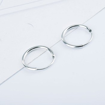 925 Sterling Silver Hoop Earrings, Platinum, 14x1.2mm