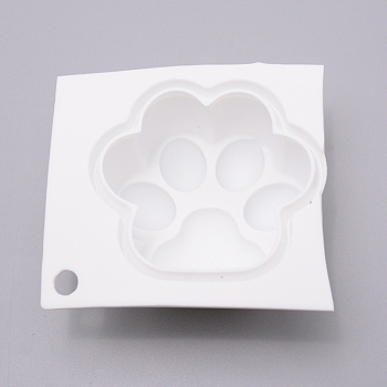 DIY Cat Paw Silicone Molds, For DIY Cake Decoration, Chocolate, Candy, Soap Making, White, 85x76x41mm, Inner Diameter: 68x61mm