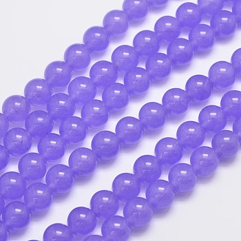Natural & Dyed Malaysia Jade Bead Strands, Round, Medium Purple, 10mm, Hole: 1.0mm, about 38pcs/strand, 15 inch