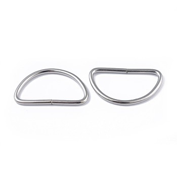 Iron D Rings, Buckle Clasps, For Webbing, Strapping Bags, Garment Accessories, Platinum, 21.5x38x2.5mm, Inner Diameter: 16.5x32.5mm