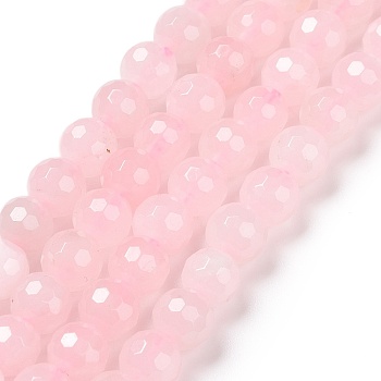 Natural Rose Quartz Beads Strands, Faceted(128 Facets), Round, 6mm, Hole: 1mm, about 61pcs/strand, 15.04''(38.2cm)