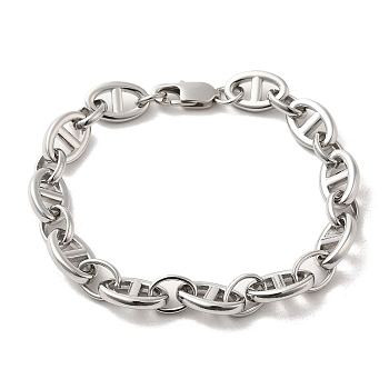 304 Stainless Steel Oval Link Chain Bracelets, Stainless Steel Color, 9-1/8 inch(23cm)