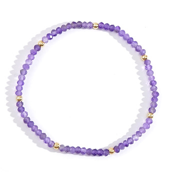 Bohemian Style Natural Amethyst Beaded Stretch Bracelets for Women, Stackable Bracelets