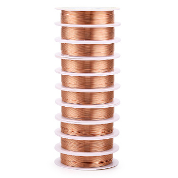 Bare Round Copper Wire, Raw Copper Wire, Copper Jewelry Craft Wire, Chocolate, 24 Gauge, 0.5mm, about 22.96 Feet(7m)/roll, 10 rolls/set