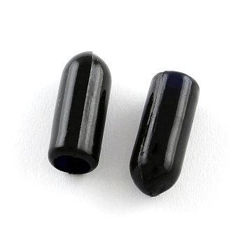 Silicone Cord Ends, for Hair Band Making, Hair Accessories Findings, Black, 15x6mm, Half Hole: 4mm