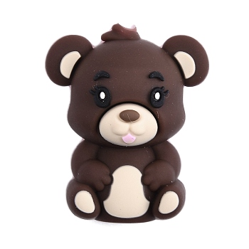 Silicone Beads, Little Bear, Coconut Brown, 27.5x22.5x16.5mm, Hole: 2mm