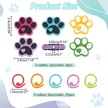 Dog Paw Print Silicone Knitting Needle Stoppers(DIY-NB0010-74)-2