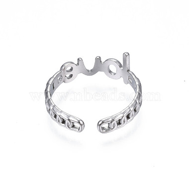 304 Stainless Steel Word Love Open Cuff Ring for Women(RJEW-S405-262P)-3