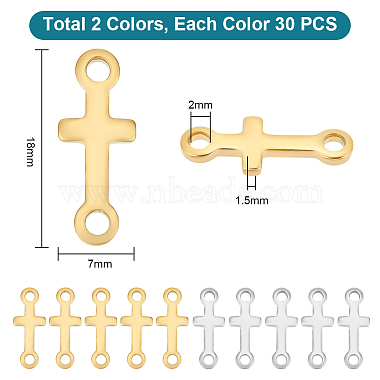 Elite 60Pcs 2 Colors Ion Plating(IP) 304 Stainless Steel Connector Charms(STAS-PH0004-99)-2