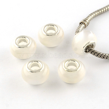 13mm White Rondelle Resin+Brass Core Beads