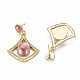Rhombus with Porcelain Rack Plating Alloy Dangle Stud Earrings(EJEW-S211-003-RS)-3