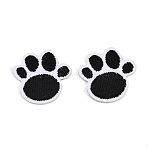 Polyester Computerized Embroidery Cloth Iron on Sew on Patches, Paw Print, Appliques Patches, Black, 21.5x23x1.5mm(PATC-L001-10)