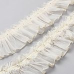 Ruffled Polyester Lace Ribbon, for Clothes Accessories, White, 3-3/8 inch(85mm)(OCOR-TAC0025-013)