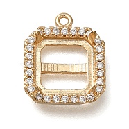 Rack Plating Brass Micro Pave Clear Cubic Zirconia Square Pendant Cabochon Settings For Fancy Stones, Long-Lasting Plated, Lead Free & Cadmium Free, Light Gold, 16x13x4.5mm, Hole: 1.2mm(KK-NH0001-17KCG)