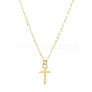 Brass Cross Pendants Necklace for Women, Cable Chain Necklaces, Golden, 17.64 inch(448mm)(NJEW-JN04911-01)