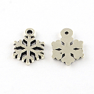 Snowflake Tibetan Style Alloy Pendants, Cadmium Free & Lead Free, Antique Silver, 15x10.5x1mm, Hole: 2mm, about 1780pcs/1000g(TIBEP-R344-18AS-LF)