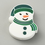 Christmas Theme Food Grade Eco-Friendly Silicone Beads, Chewing Beads For Teethers, DIY Nursing Necklaces Making, Snowman Pattern, 30x23.5x8.5mm, Hole: 2.5mm(SIL-WH0015-05C)