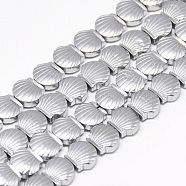 Electroplate Non-magnetic Synthetic Hematite Beads Strands, Scallop/Shell, Platinum Plated, 8x9x4mm, Hole: 1mm, about 49pcs/strand, 15.7 inch(X-G-T061-51D)