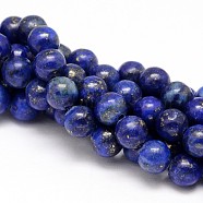 Natural Lapis Lazuli Round Beads Strands, Dyed, 10mm, Hole: 1mm, about 38pcs/strand, 15.5 inch(X-G-I181-10-10mm)
