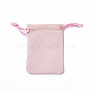 Velvet Packing Pouches, Drawstring Bags, Pink, 9.2~9.5x7~7.2cm(X-TP-I002-7x9-01)