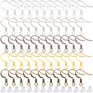 500Pcs 5 Colors Brass French Earring Hooks, Ear Wire, with Horizontal Loop and 500Pcs Plastic Ear Nuts, Nickel Free, Mixed Color, 17mm, Hole: 2mm, 21 Gauge, Pin: 0.7mm(KK-SP0001-38)