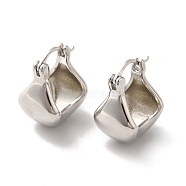 Brass Geometric Basket Bag Design Hoop Earrings for Women, Platinum, 18.5x14x11mm, Pin: 0.8~1.1mm(EJEW-Q024-10P)