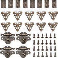 SUPERFINDINGS Zinc Alloy Box Clasp, Cabinet Drawer Butt Hinges Connectors and Bracket, with Screws, Antique Bronze, 28sets/box(PALLOY-FH0001-61AB)