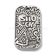 Tibetan Style Alloy Pendants, Lead Free & Cadmium Free, Rectangle with Heart, Antique Silver, 51.5x28.5x3mm, Hole: 3.8mm(FIND-Z013-07AS)