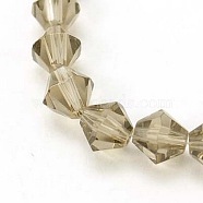 Half-Handmade Transparent Glass Beads Strands, Bicone, Gray, 6mm, Hole: 1mm, about 46pcs/strand, 10.63 inch(X-GB6mmC38)