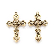 Tibetan Style Alloy Pendants, For Easter, Crucifix Cross Pendant, Antique Golden, Lead Free and Cadmium Free and Nickel Free, 43.5x26x3mm, Hole: 2mm(GLF1299Y-NF)