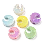 UV Plating Iridescent Acrylic Beads, Moon, Mixed Color, 23.5x23x9mm, Hole: 2.5mm(OACR-G039-05)