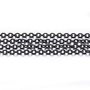 Handmade 304 Stainless Steel Cable Chains, with Spool, Soldered, Oval, Electrophoresis Black, 2.5x2x0.5mm, about 32.8 Feet(10m)/roll(STAS-P213-02B-02)