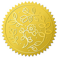 12 Sheets Self Adhesive Gold Foil Embossed Stickers, Round Dot Medal Decorative Decals for Envelope Card Seal, Flower, Size: about 165x211mm, Stickers: 50mm, 12pcs/sheet(DIY-WH0451-033)