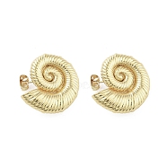Snail Brass Stud Earrings, Long-Lasting Plated, Lead Free & Cadmium Free, Real 18K Gold Plated, 24x25.5mm(EJEW-Q811-05G)
