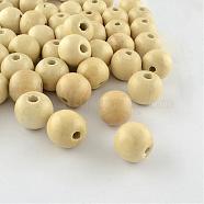 Dyed Natural Wood Beads, Round, Lead Free, Wheat, 14x13mm, Hole: 4mm, about 1200pcs/1000g(WOOD-Q006-14mm-04-LF)