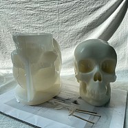 DIY Candle Making Silicone Statue Molds, Portrait Sculpture Resin Casting Molds, Skull, White, 11.6x13x9.2cm(DIY-M031-02)