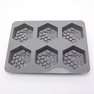Bee Honeycomb Food Grade Silicone Molds, Fondant Molds, For DIY Cake Decoration, Chocolate, Candy, Soap Making, Gray, 245x180x24mm, Inner Diameter: 75x65mm(DIY-WH0180-02)