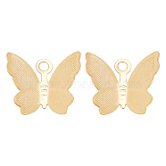 Brass Charms, Butterfly, Real 18K Gold Plated, 11x13x3.5mm, Hole: 1mm, 40pcs/box(KK-BC0005-86G)