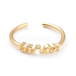 Constellation/Zodiac Sign Brass Cuff Rings, Open Rings, Real 18K Golden Plated, Cancer, word: 15x3.5mm, US Size 7 1/4(17.5mm)(RJEW-J074-05G-D)