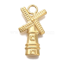 Ion Plating(IP) 304 Stainless Steel Pendants, Windmil Charm, Real 18K Gold Plated, 19x11x2mm, Hole: 2.5mm(STAS-P371-024G)