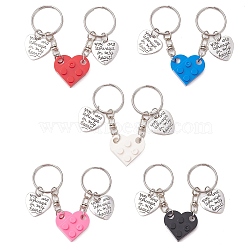 Valentine's Day Resin & Alloy Keychain, with Alloy Ring, Heart, Mixed Color, 144mm(KEYC-JKC01152)