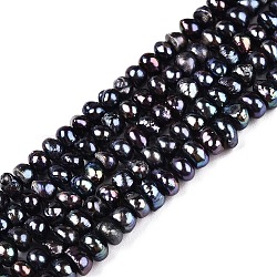 Natural Cultured Freshwater Pearl Beads Strands, Baroque Keshi Pearl Beads, Nuggets, Prussian Blue, 4~5x4~5x2~3mm, Hole: 0.6mm, about 123~125pcs/strand, 16.14~16.8 inch(41~42cm)(PEAR-N015-04D)