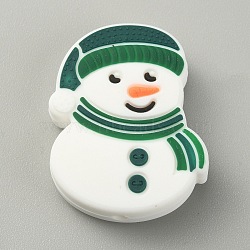 Christmas Theme Food Grade Eco-Friendly Silicone Beads, Chewing Beads For Teethers, DIY Nursing Necklaces Making, Snowman Pattern, 30x23.5x8.5mm, Hole: 2.5mm(SIL-WH0015-05C)