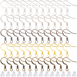 500Pcs 5 Colors Brass French Earring Hooks, Ear Wire, with Horizontal Loop and 500Pcs Plastic Ear Nuts, Nickel Free, Mixed Color, 17mm, Hole: 2mm, 21 Gauge, Pin: 0.7mm(KK-SP0001-38)