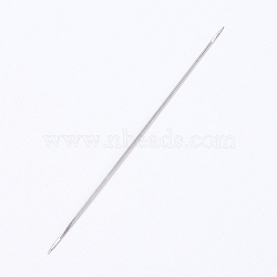 Iron Open Beading Needle, DIY Jewelry Tools, Platinum, 10~11x0.01cm(IFIN-P036-01A)