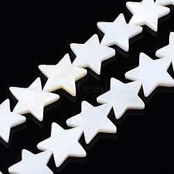 Natural Freshwater Shell Beads Strands, Pentagram, Seashell Color, 14x15~16x3mm, Hole: 0.8mm, about 31pcs/strand, 14.96 inch(38cm)(SHEL-S278-01D-01)