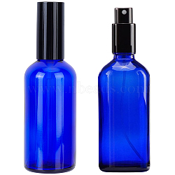 Glass Essential Oil Empty Spray Bottles, with Plastic Lid, Blue, 4.45x14cm, Capacity: 100ml(3.38fl. oz)(MRMJ-GF0001-69C)
