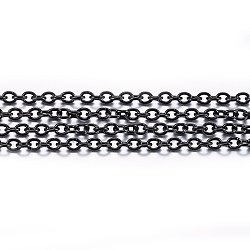 Handmade 304 Stainless Steel Cable Chains, with Spool, Soldered, Oval, Electrophoresis Black, 2.5x2x0.5mm, about 32.8 Feet(10m)/roll(STAS-P213-02B-02)